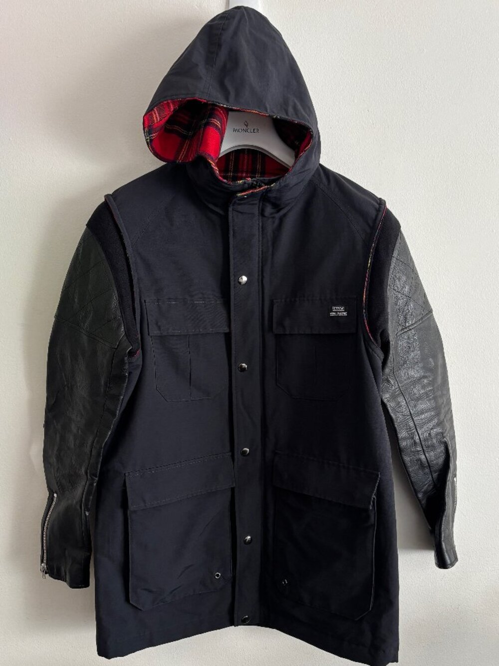 $1100 Undercoverism 08 A/W Hooded Mountain Parka Leather Sleeve Jacket -02/Small
